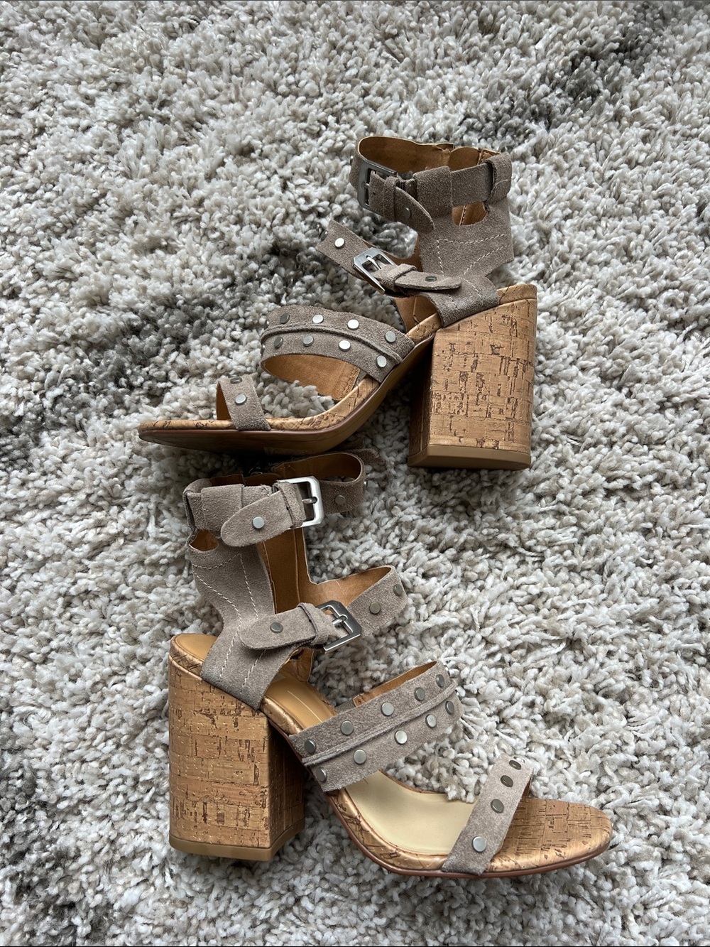 Women's Dolce Vita Studded Cork Block Heel Sandals - Taupe
